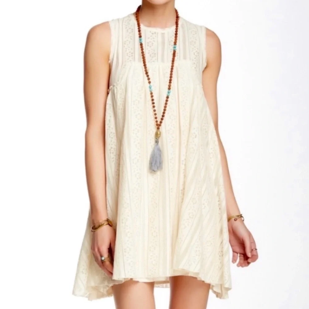 Free People White Antique Lace Babydoll Mini Dress - Picture 6 of 7